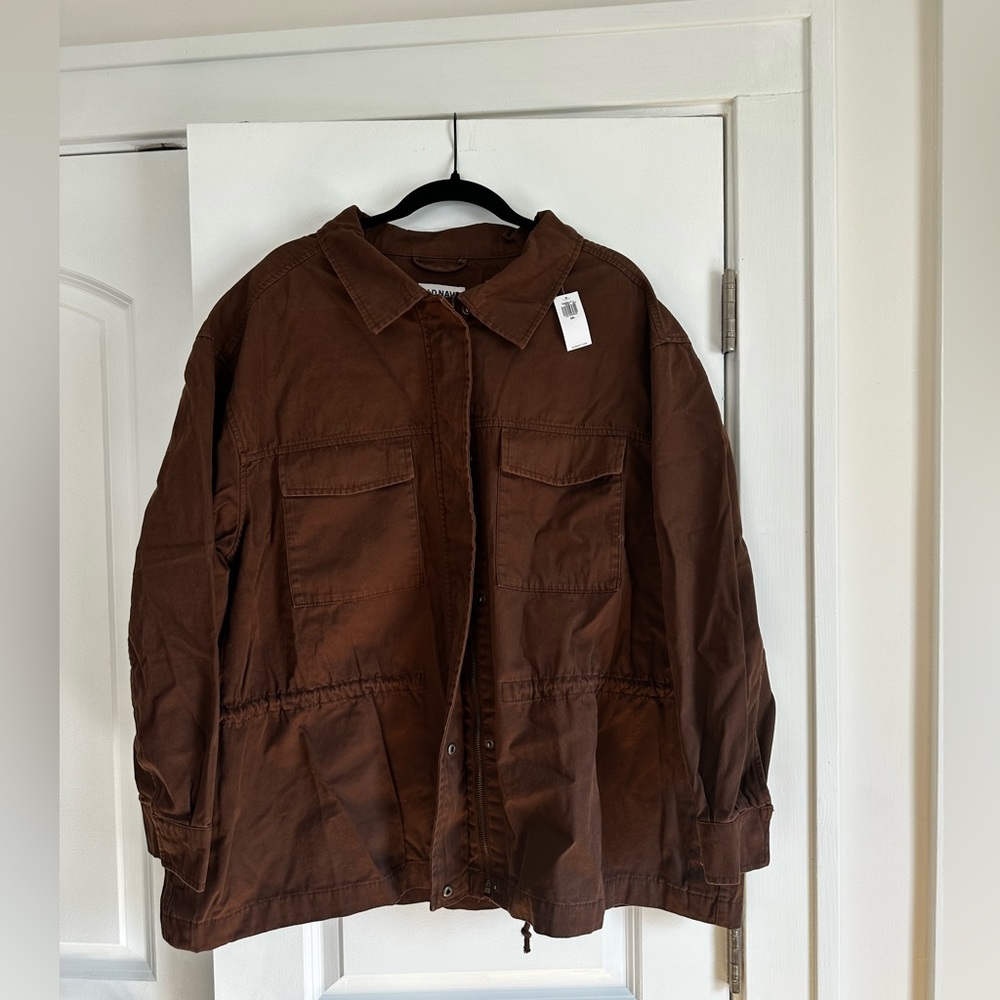 NWT! Size XXL Old Navy Espresso Brown Adjustable Utility Jacket